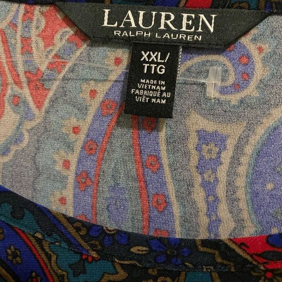 Lauren Ralph Lauren Floral Multicolor Paisley Top Sz XXL - Picture 7 of 10